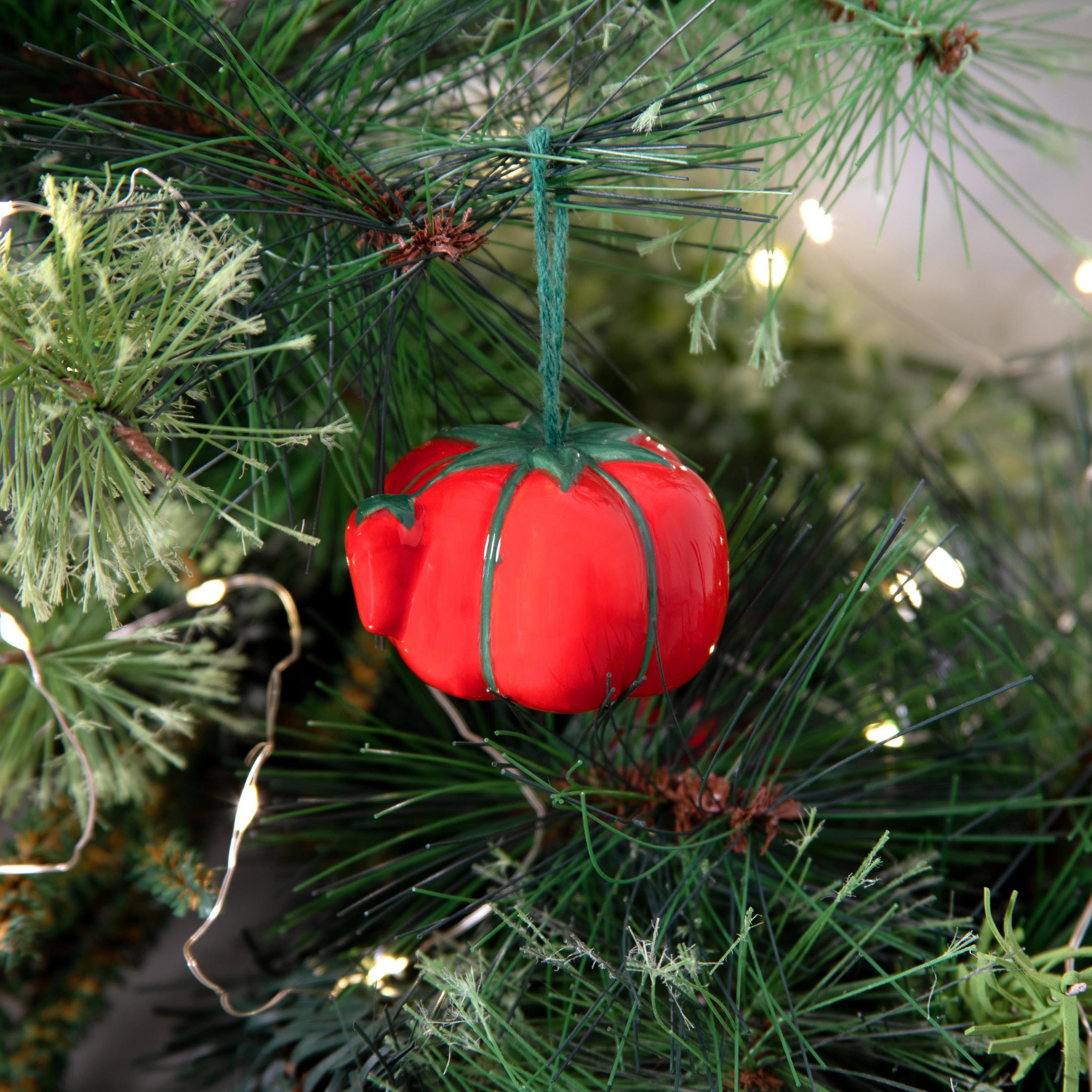 Dritz Pelote Tomate Ornement Céramique Déco Noël