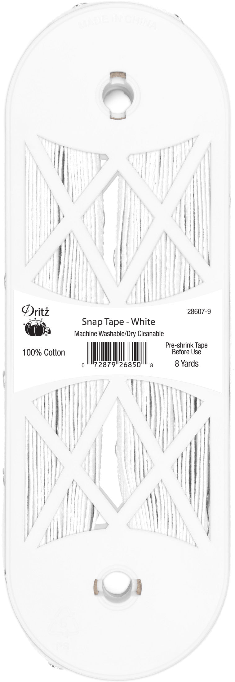 Dritz Fasteners ruban pression métal blanc 8 yd coton