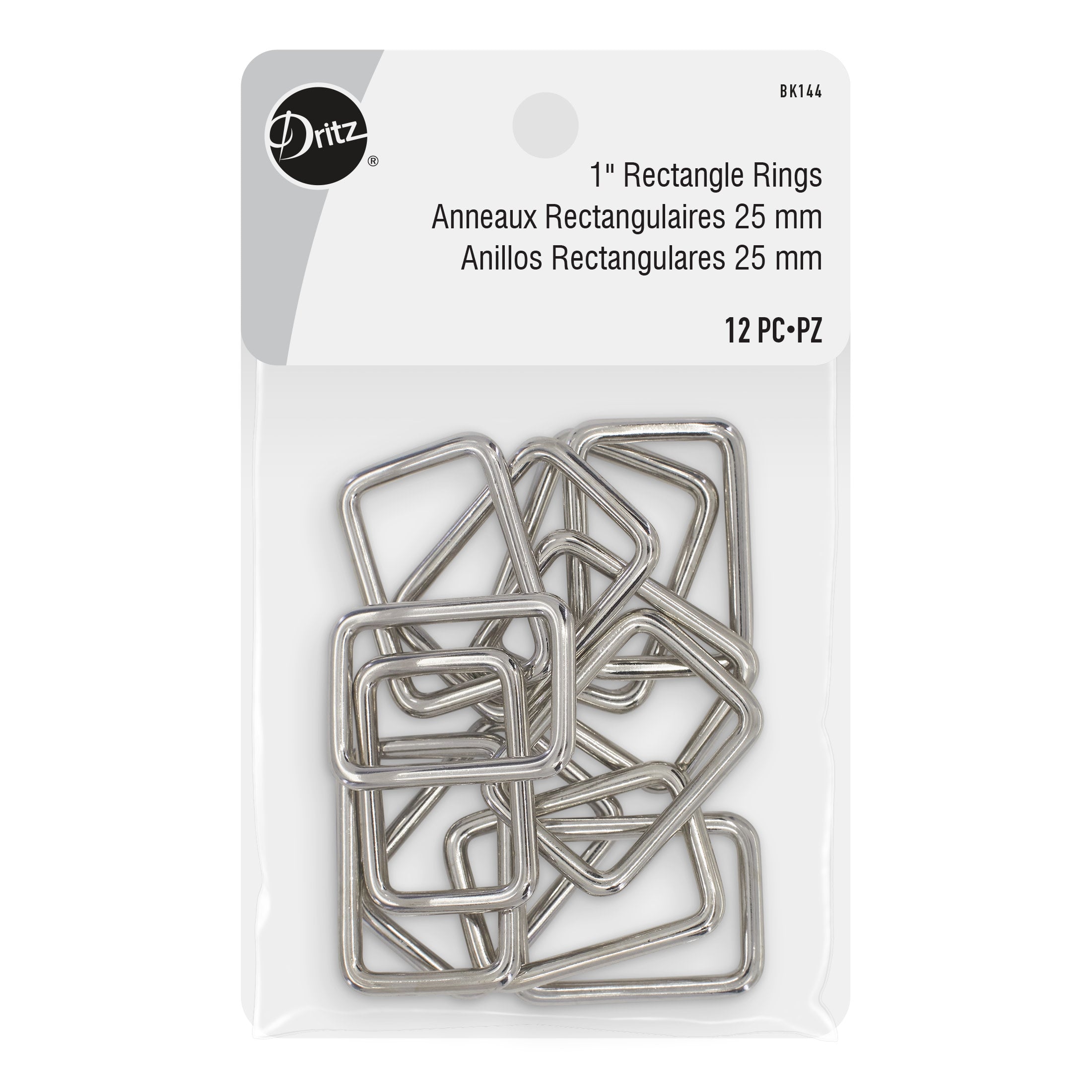 Dritz Anneaux Rectangulaires Sac 25 mm Nickel x12
