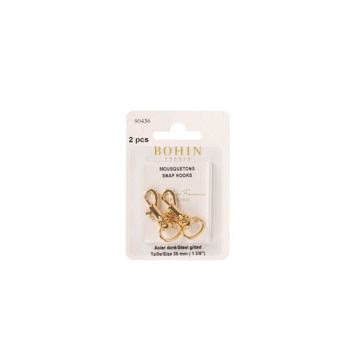 Bohin Accessoires de confection Fermoir mousqueton acier 35/45 mm x2