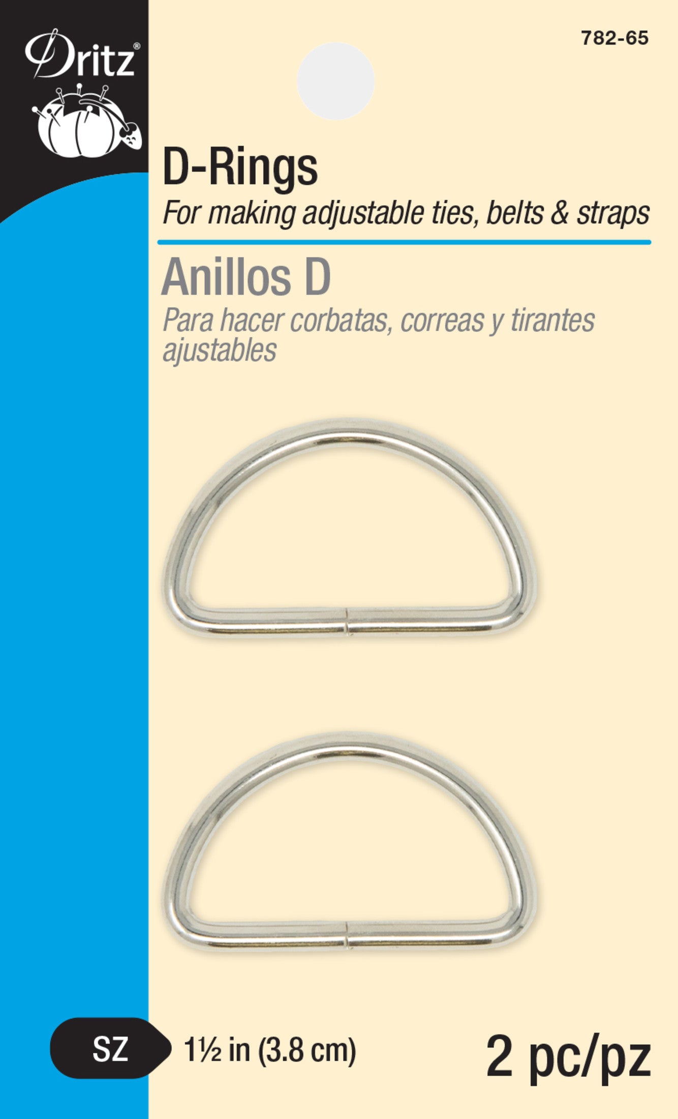 Dritz anneaux en D noirs 38 mm sangle 2 pcs