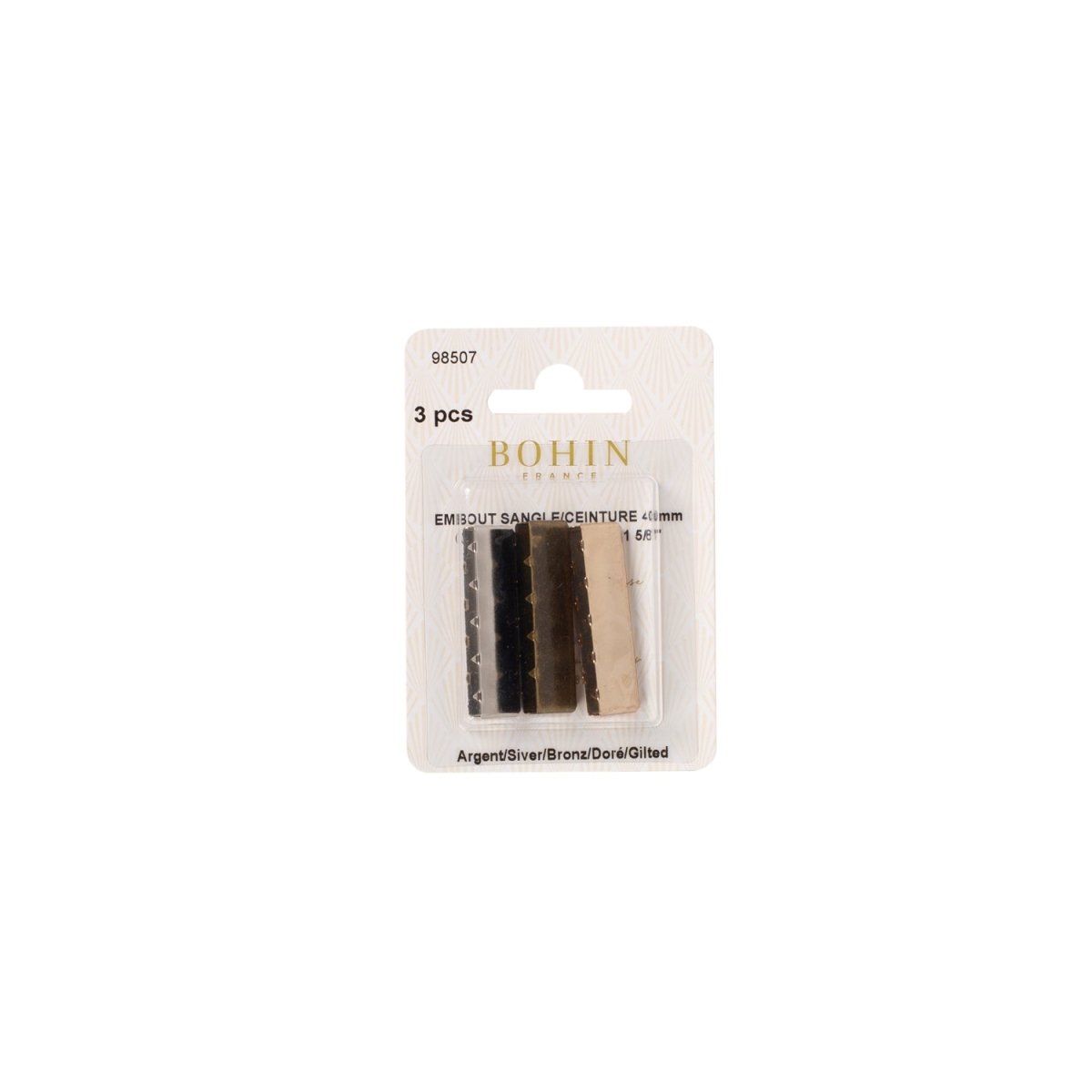 Bohin embout de sangle sac 30 mm zinc 3 couleurs