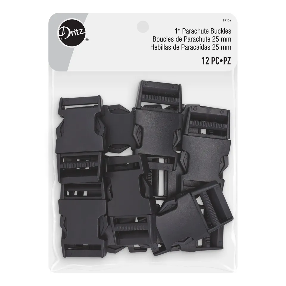 Dritz Fasteners Boucle parachute 1 pouce noire x12 plastique