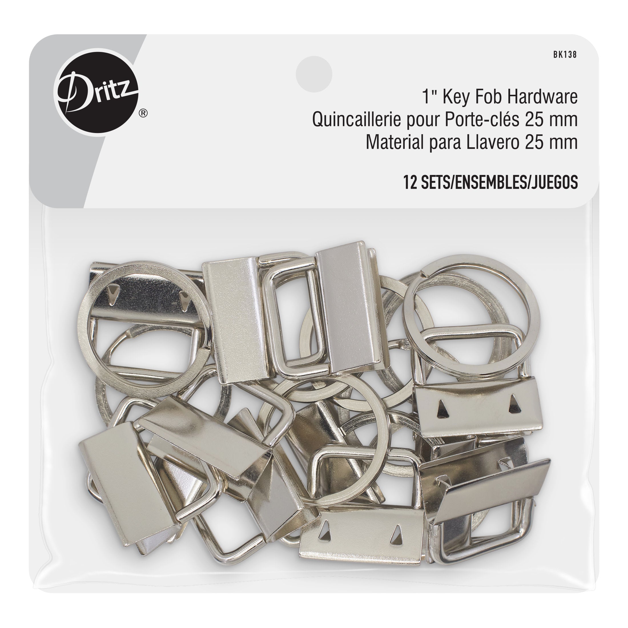 Dritz Fasteners Fermoirs Porte-Clés 25 mm Nickel 12 Sets