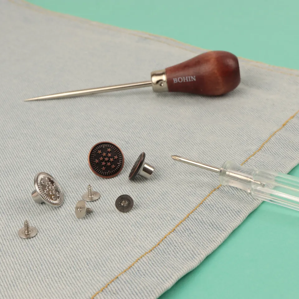 Bohin Boutons automatiques jeans à visser bouton 20 mm Argent