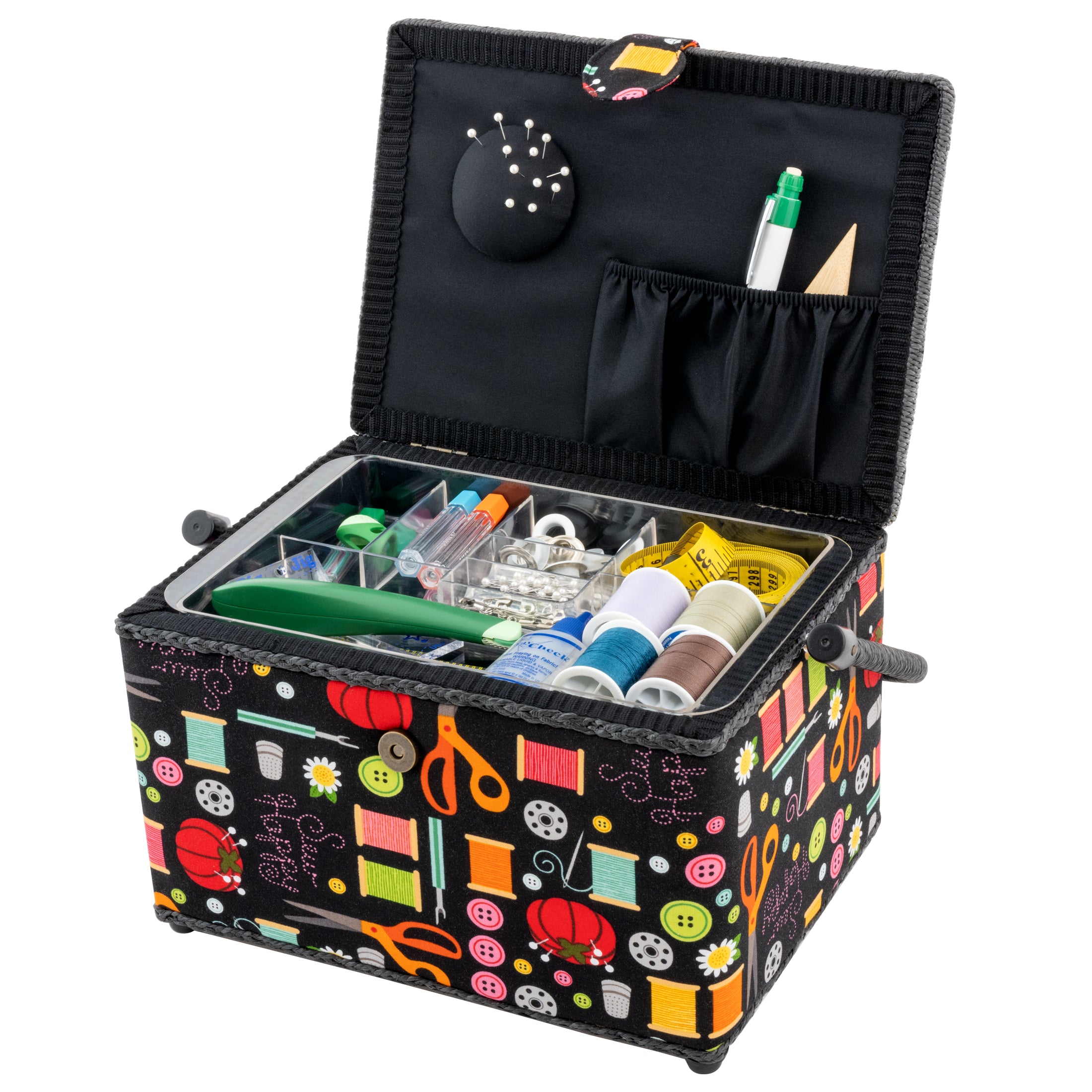 Dritz Sewing Baskets panier couture rectangulaire grand noir mercerie