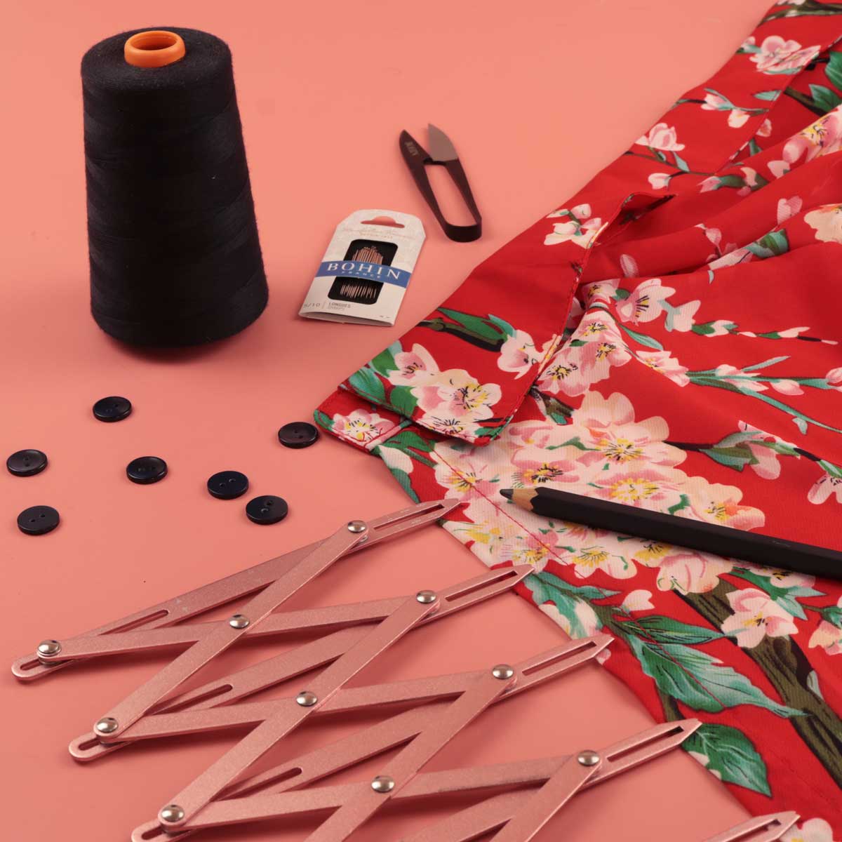 Bohin Jauge boutonnières argenté alu extensible 8,7 cm