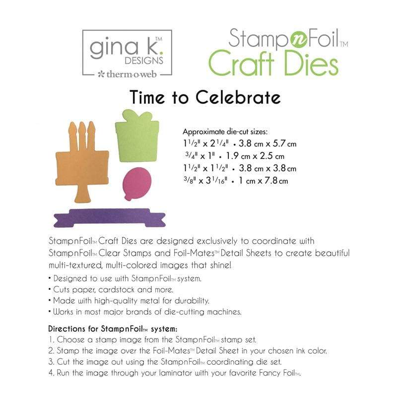 Gina K. Designs StampnFoil Time To Celebrate dies 4 pièces