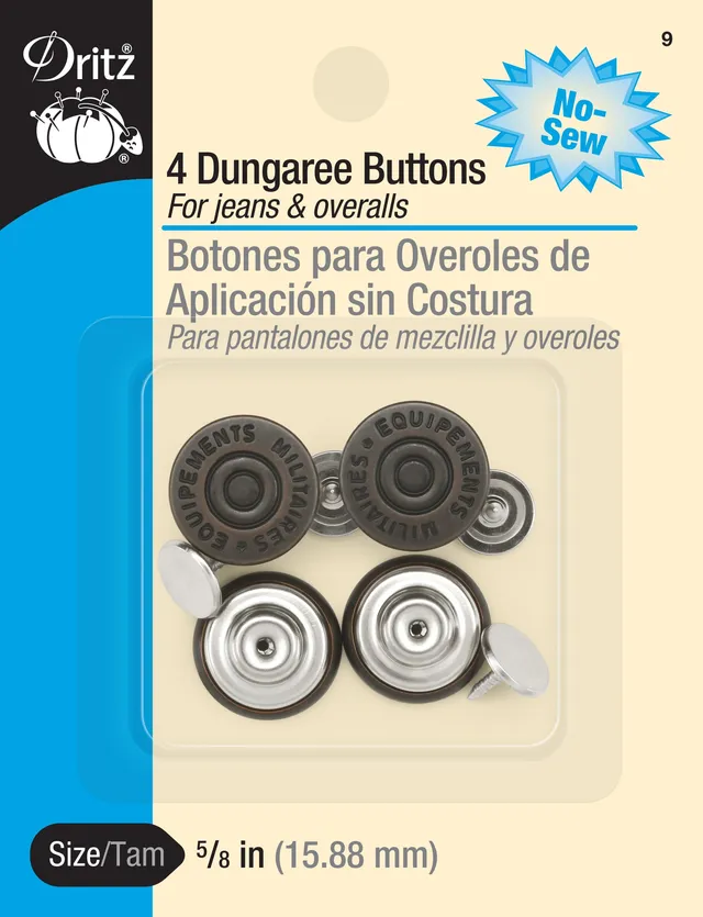 Dritz Fasteners boutons jean 15mm sans couture 4pc