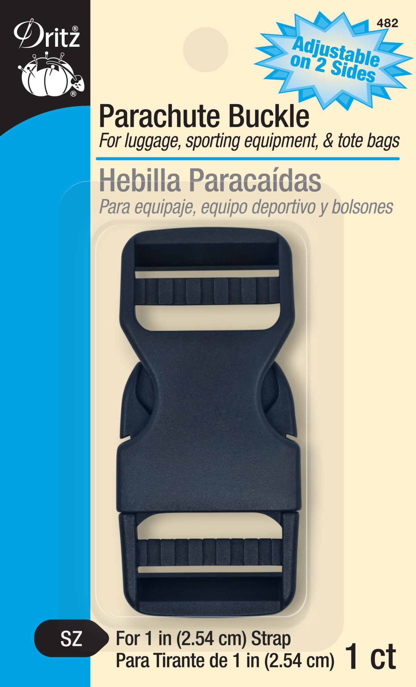 Dritz boucle parachute 1" noire pour sangle