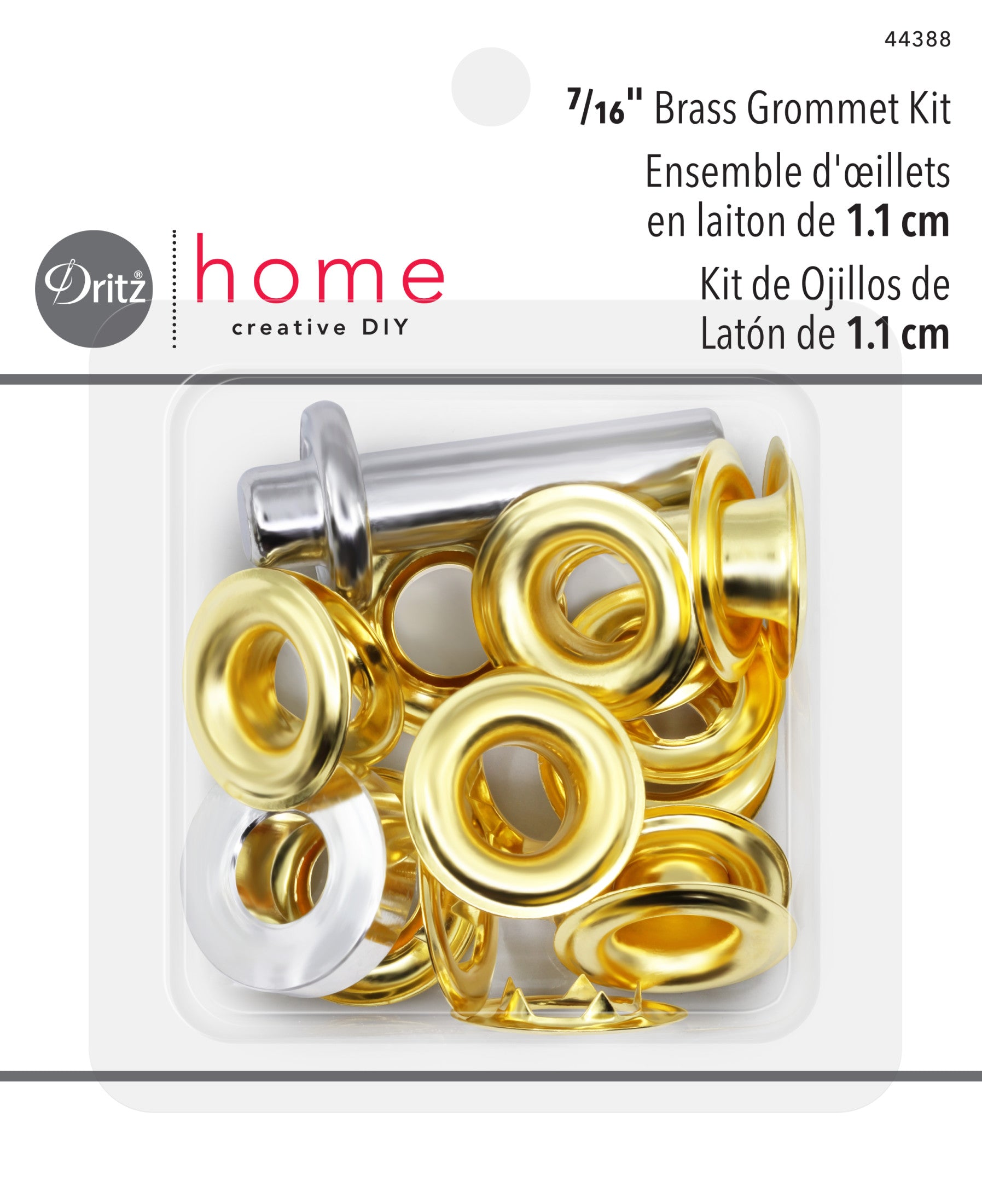Dritz Fasteners kit 10 œillets 11 mm argent tissu