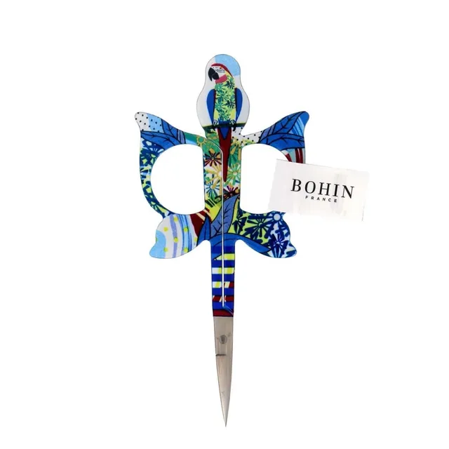 Bohin Jungle Ciseaux de broderie 9 cm Perroquet bleu acier