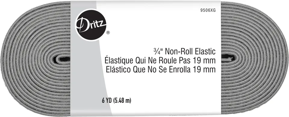 Dritz élastique gris 19 mm non-roule 5,5 m