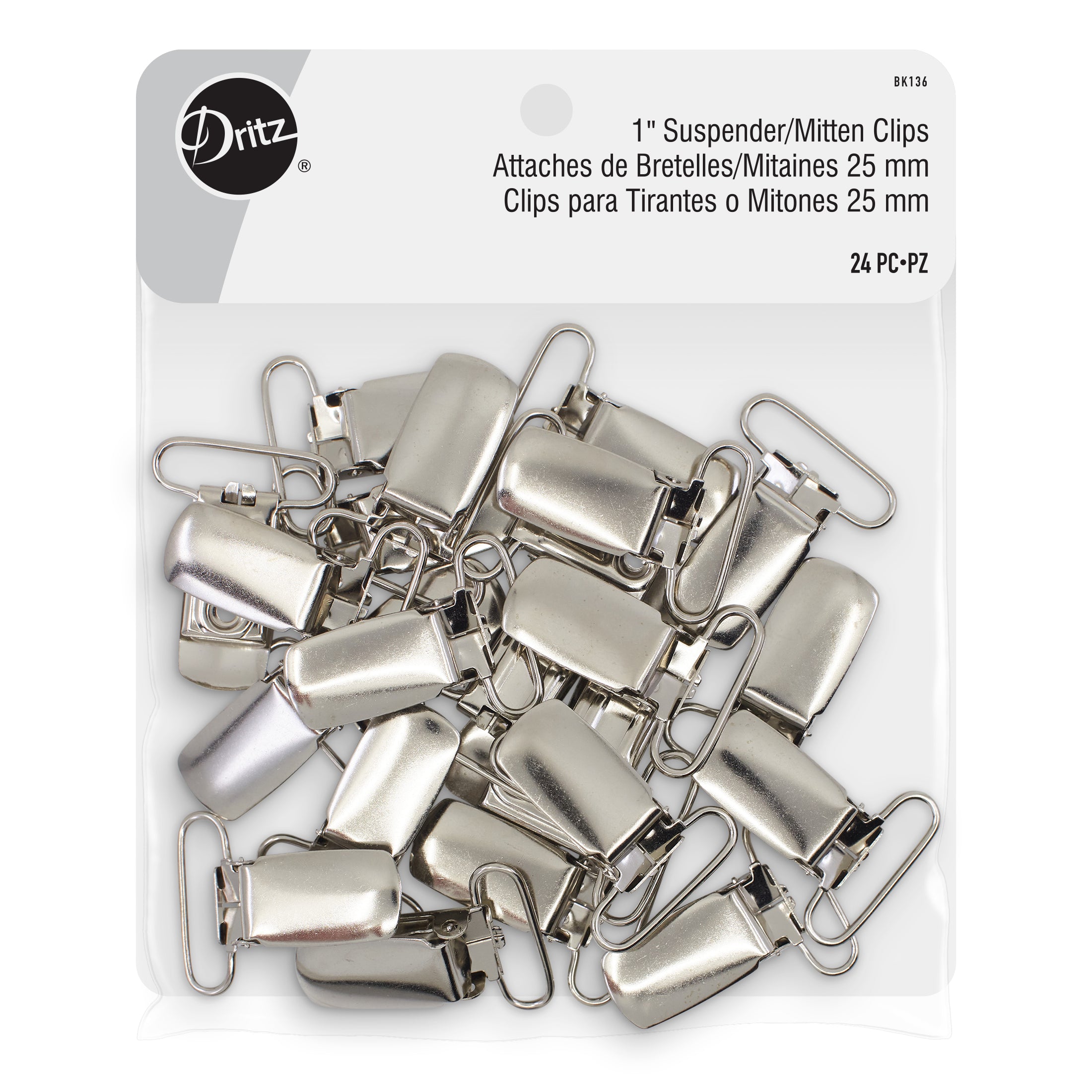 Dritz BK136 clips bretelles nickel 1 pouce 24 pcs