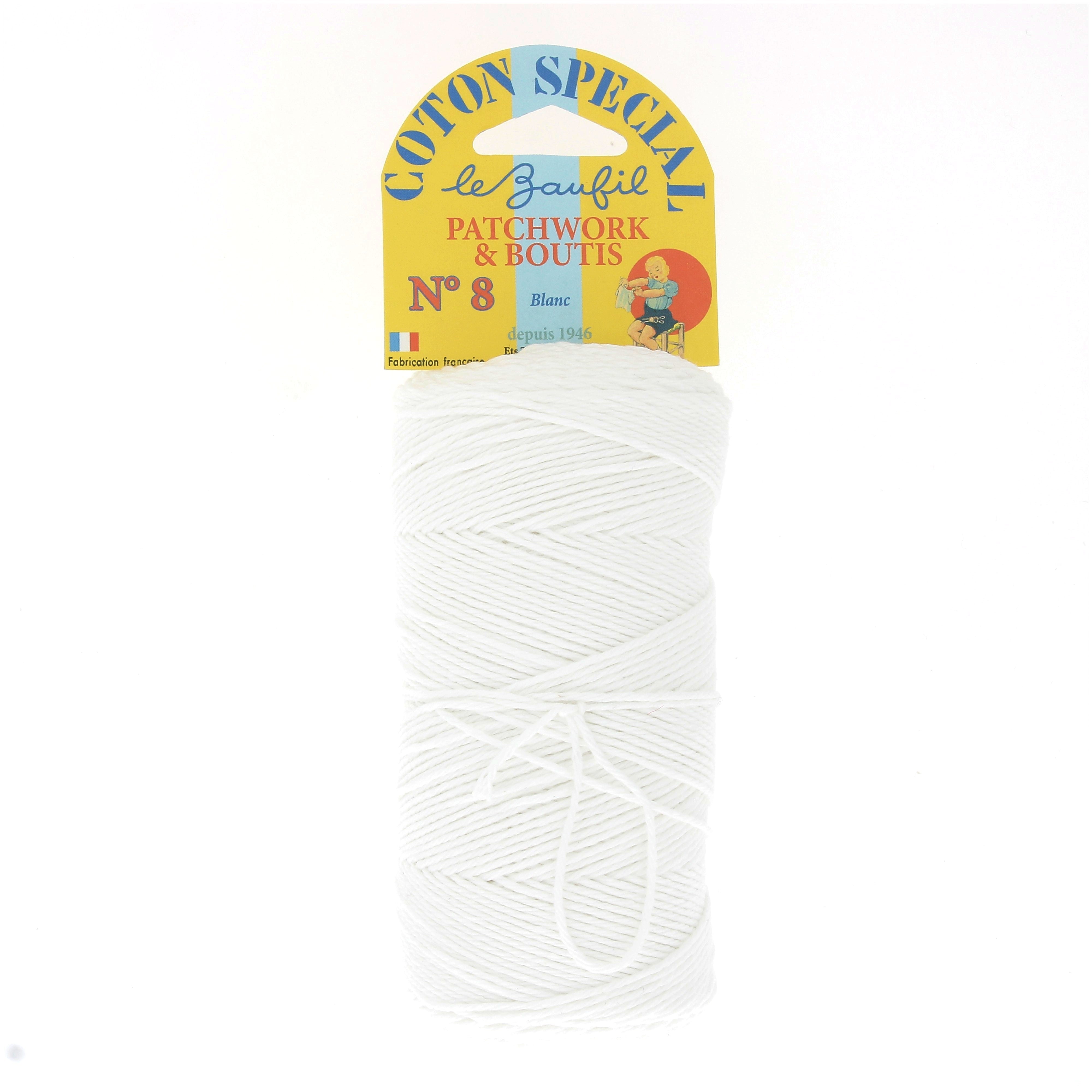 Lebaufil Fils fil à boutis N°8 coton 190 m blanc