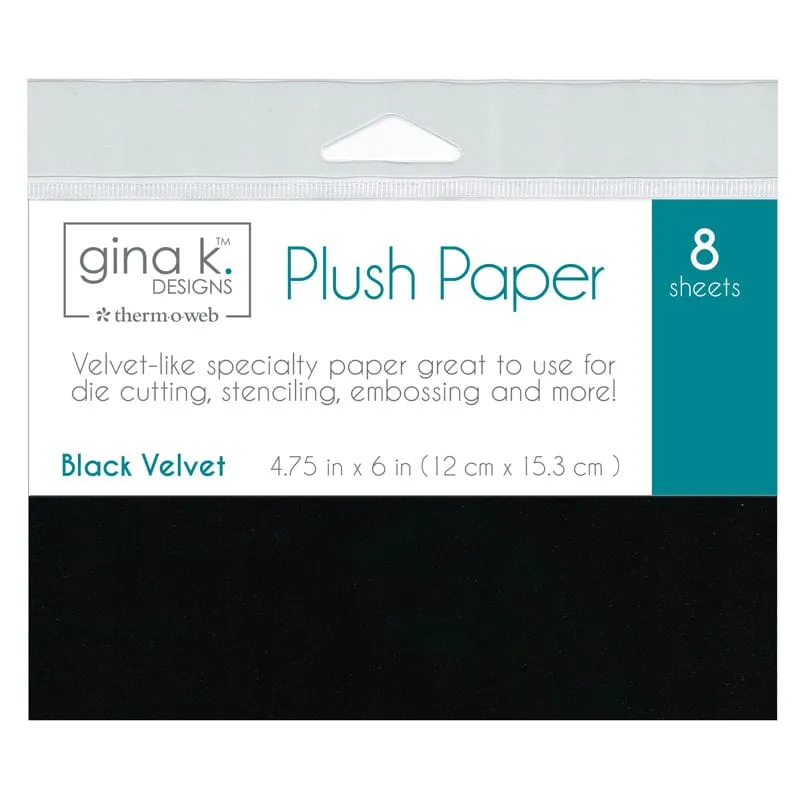 Gina K. Designs Plush Papers papier velours noir 12x15,2 cm 8 feuilles