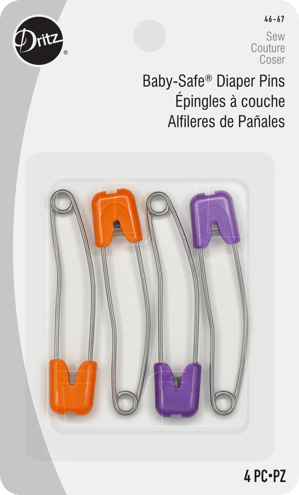 Dritz 46-67 épingles nourrice couleurs assorties x4 inox