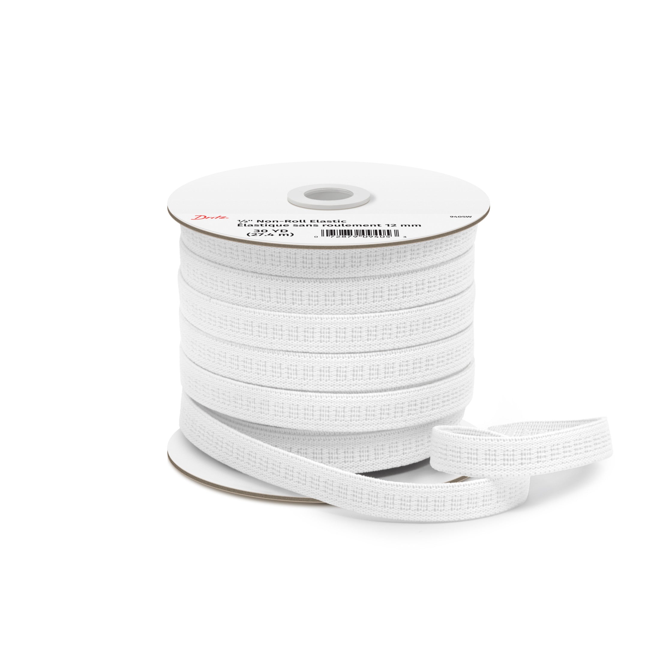 Dritz Élastique plat anti-roule 13mm blanc 27m