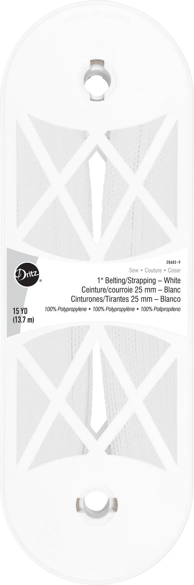 Dritz Belting & Strapping sangle polypro 1" blanc 15 yd résistante
