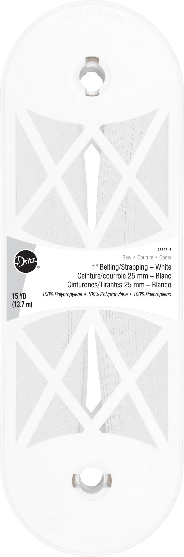 Dritz Belting & Strapping sangle polypro 1" blanc 15 yd résistante