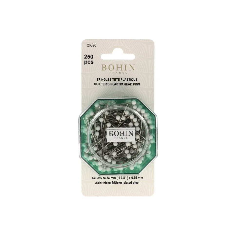 Bohin Épingles tête plastique blanche 34 mm boîte 250