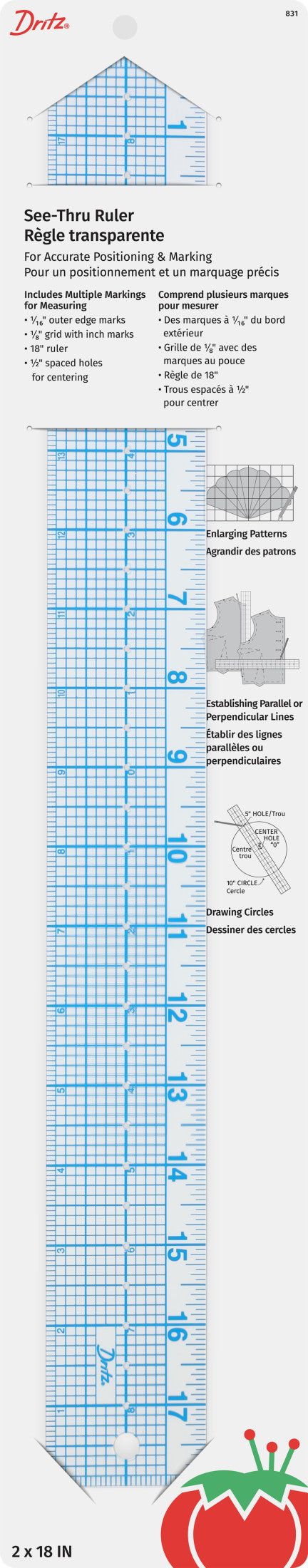 Dritz Règle Transparente Couture 5x46 cm Graduée Plastique