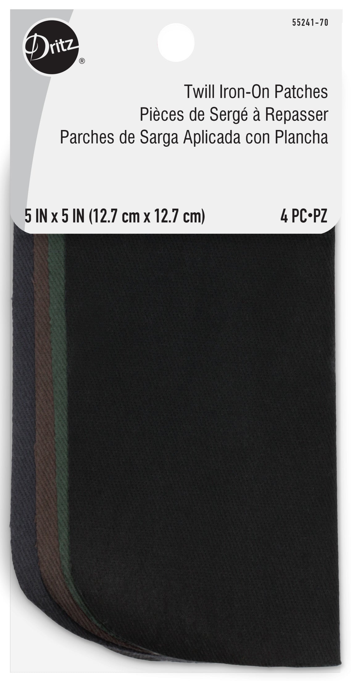 Dritz Twill 5" x 5" écusson thermocollant assortiment foncé 4 pcs