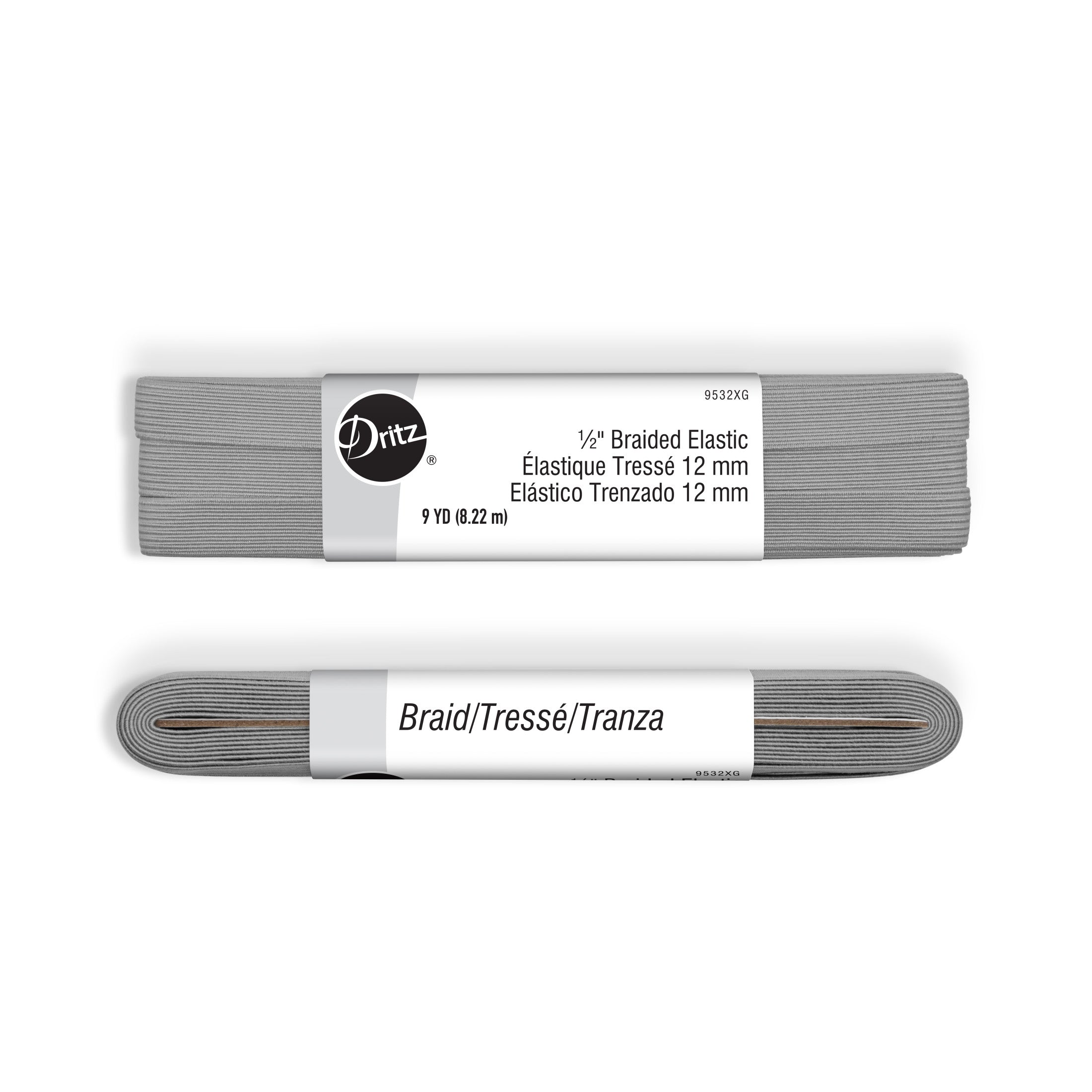 Dritz Élastique Tressé Gris 12 mm 9 Yards
