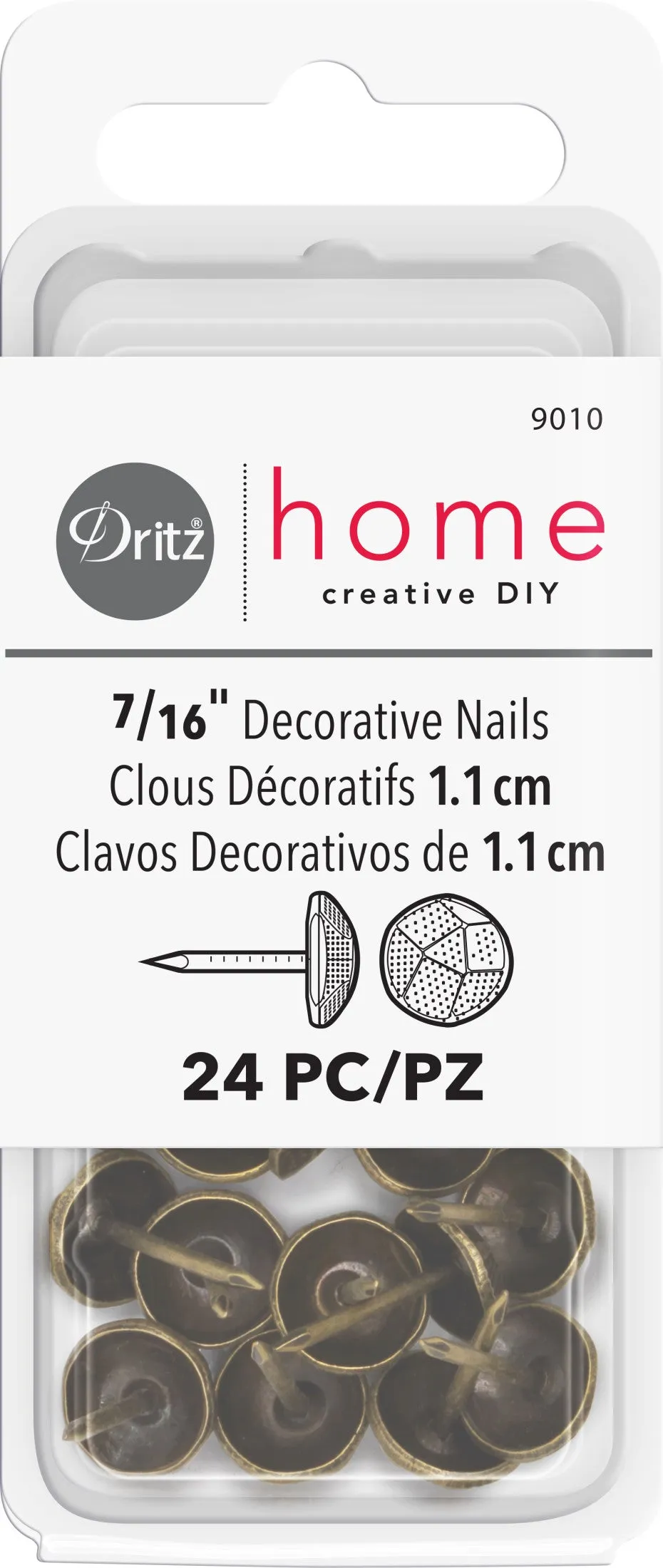 Dritz Nails Clous Tapissier Laiton 11 mm lot 24 texturé