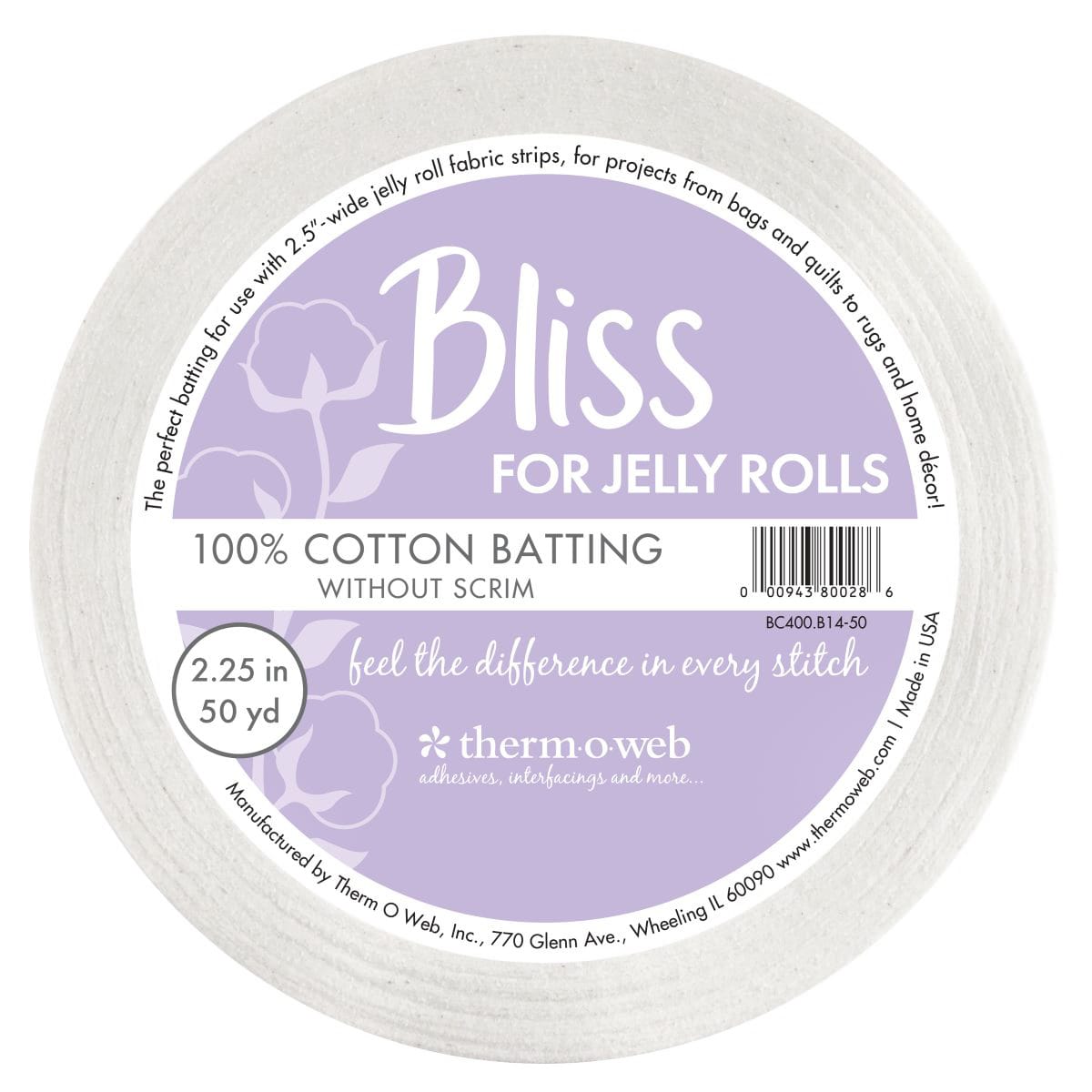 HeatnBond Bliss ouatine coton blanc 5,7cm x 45m jelly roll