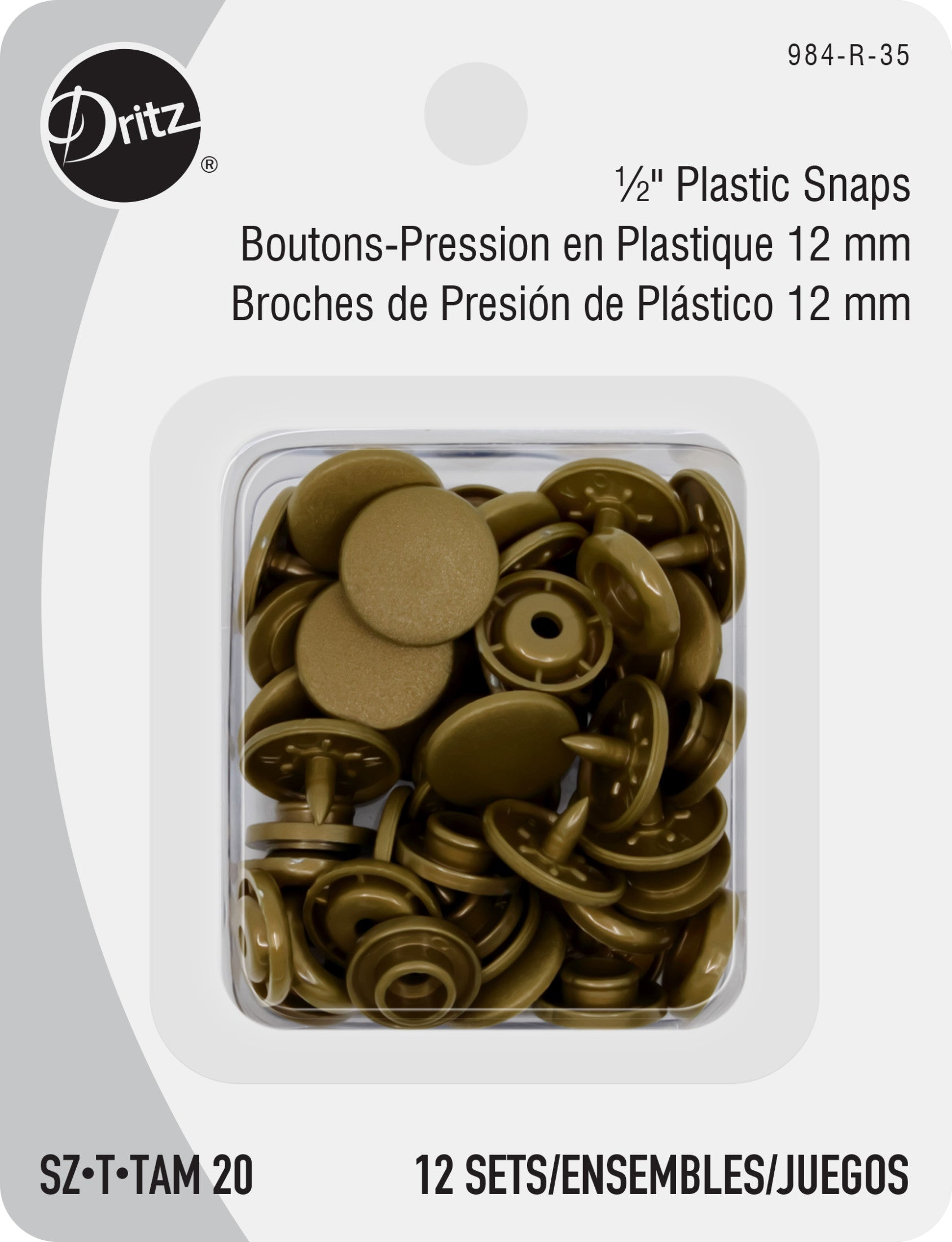 Dritz Fasteners Boutons Pression Plastique Doré 12 Sets