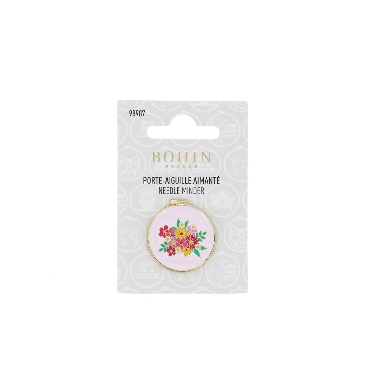 Bohin Porte-aiguille aimanté Fleur métal 28 mm