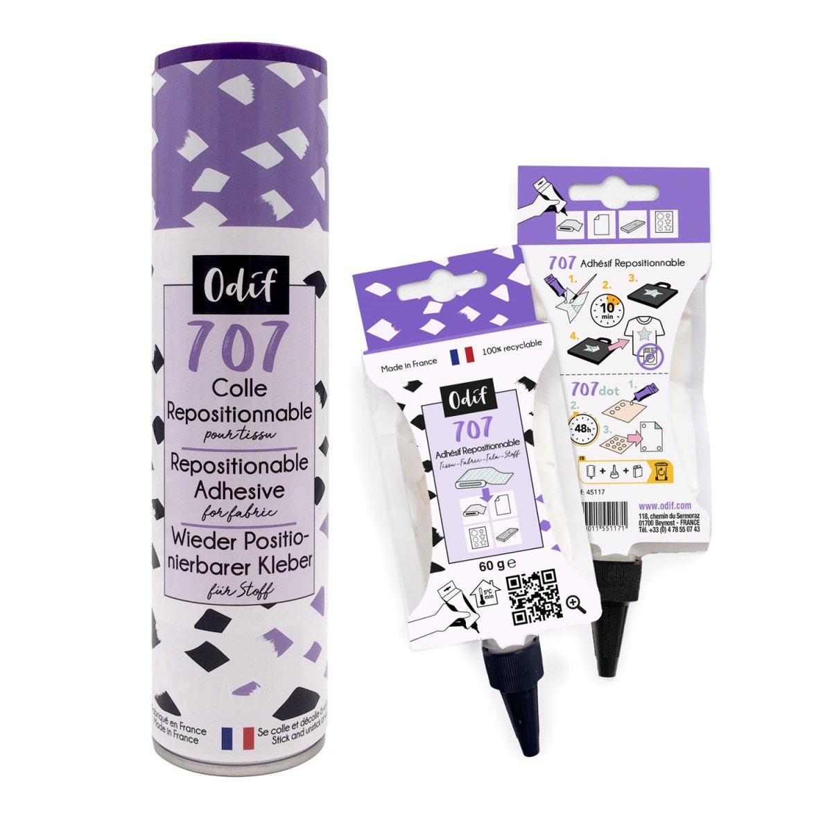 Odif 707 colle textile repositionnable Spray 250 ml