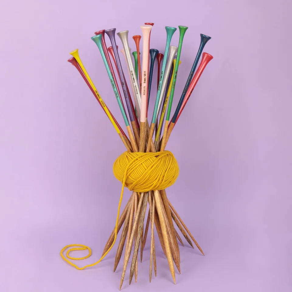 Bohin Aiguilles à tricoter bois 40 cm N°5 vert