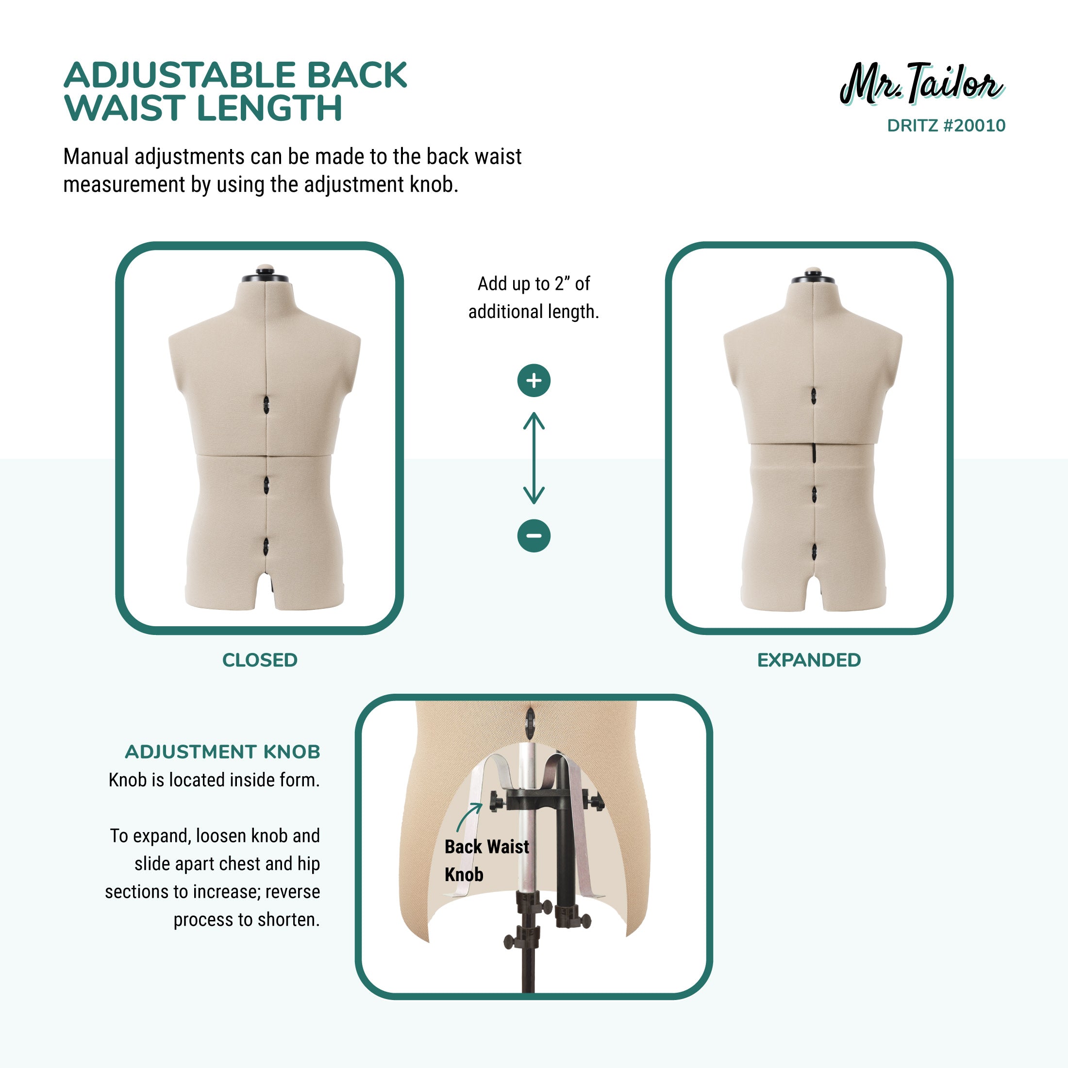 Dritz Adjustable Dress Forms Mr Tailor mannequin homme réglable