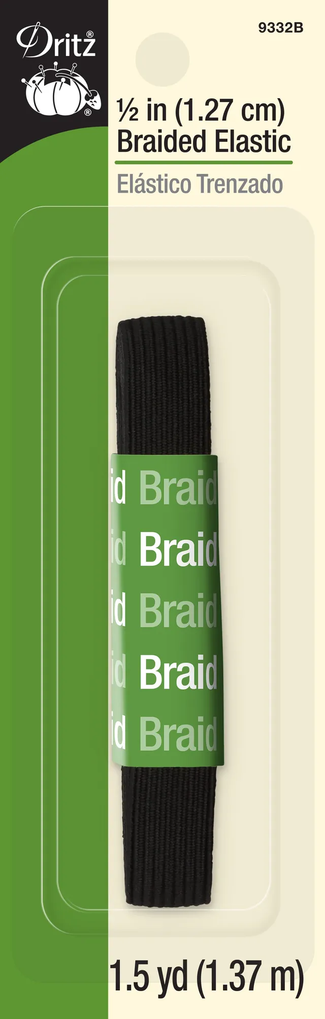 Dritz élastique tressé noir 12 mm 1,4 m