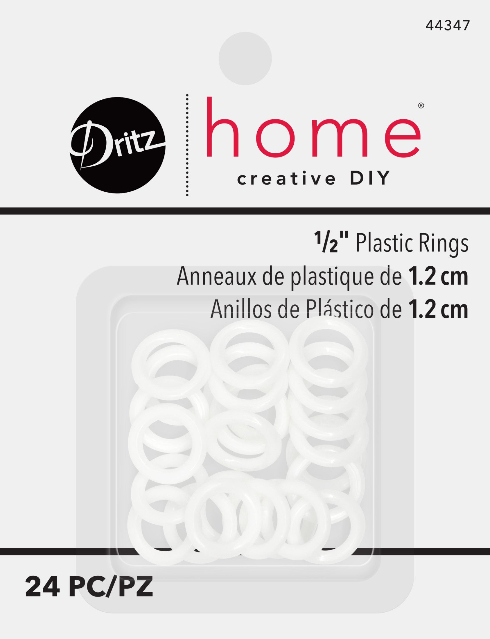Dritz Anneaux Plastique Rideaux 13mm Blanc 24 pcs