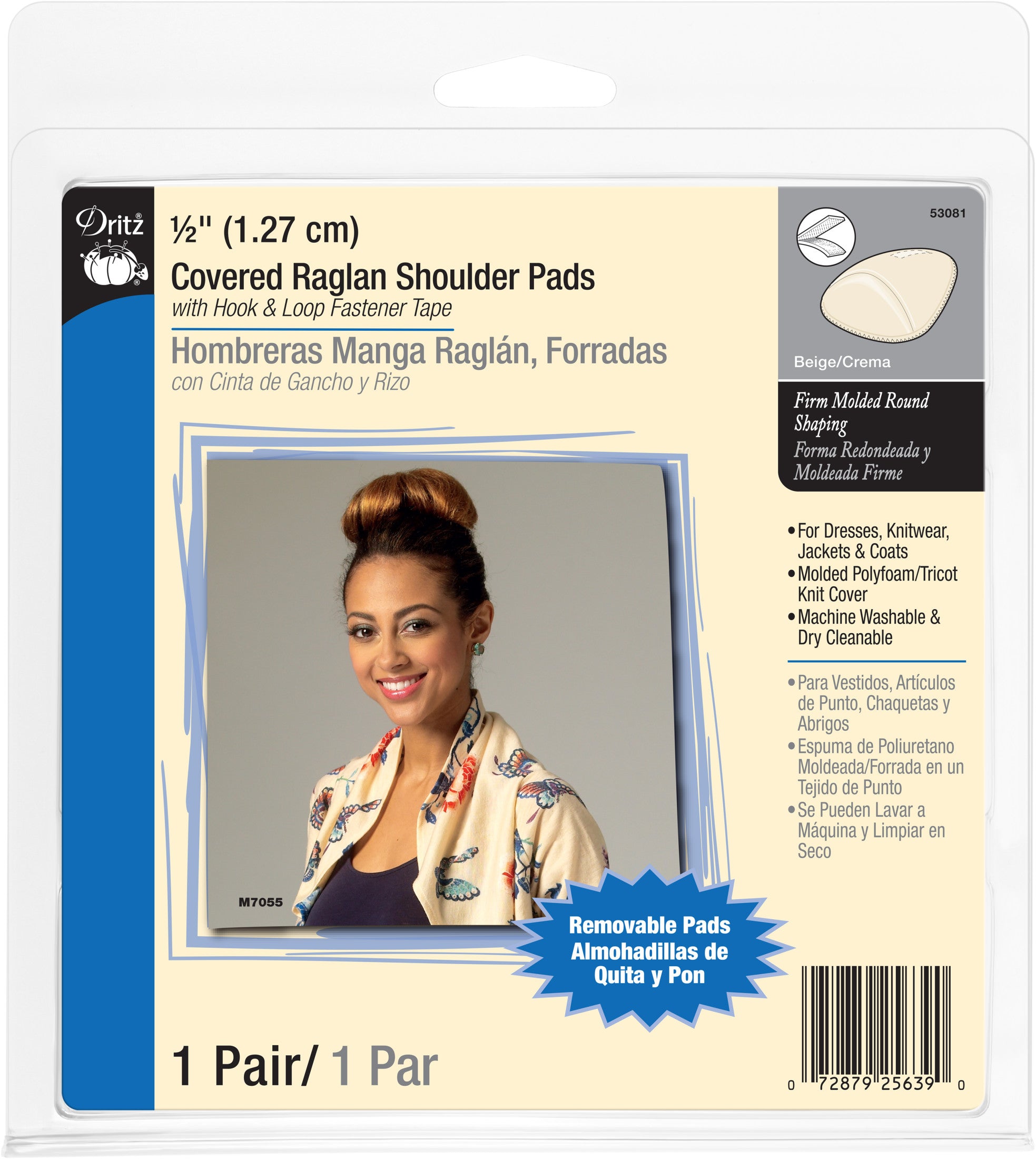 Dritz épaulette raglan housse blanche 12 mm paire