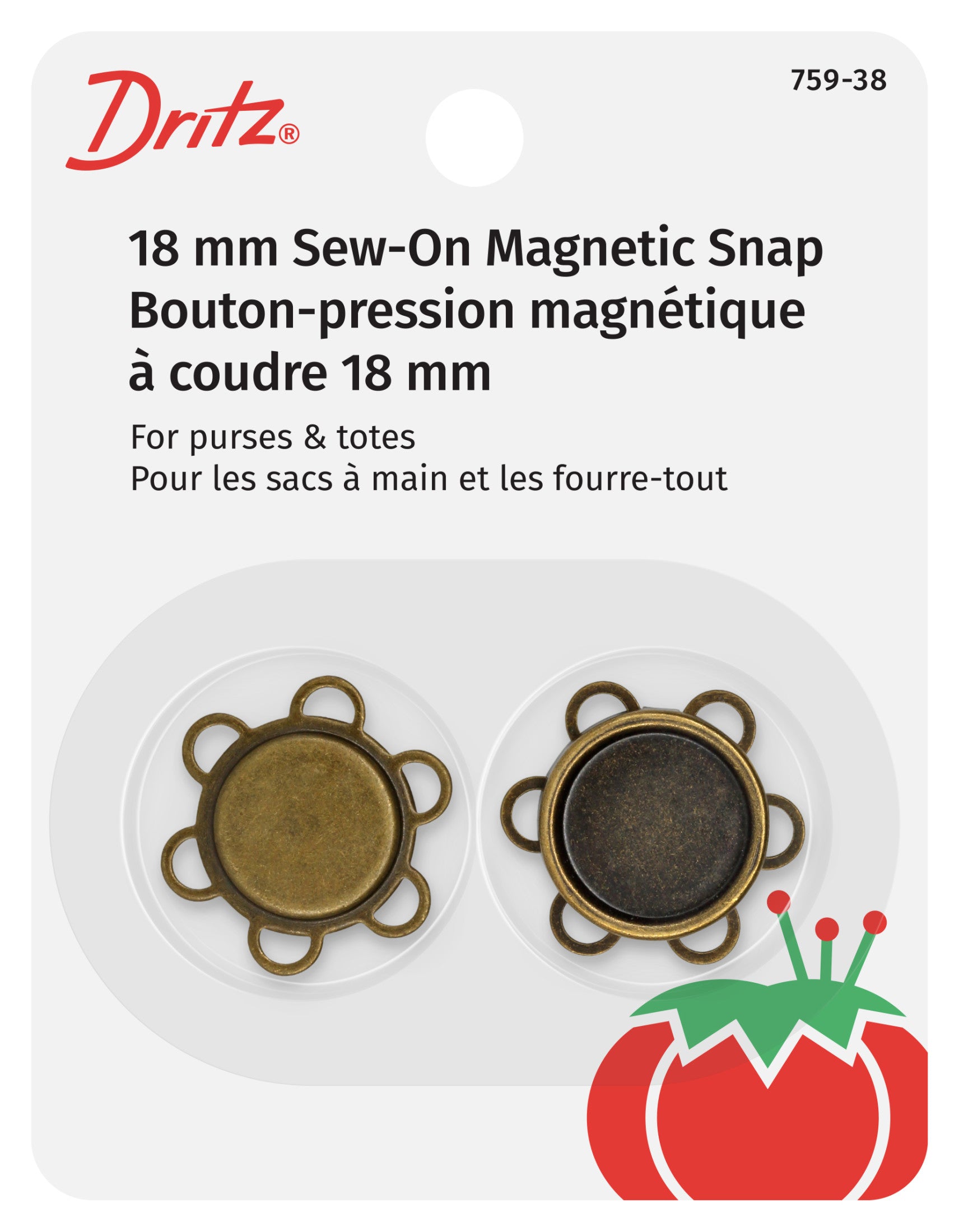 Dritz Bouton Magnétique Fleur Laiton à Coudre