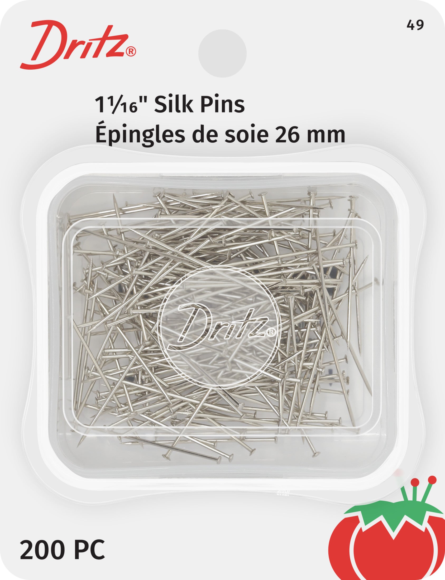 Dritz 49 épingles soie nickel 27 mm 200 pièces