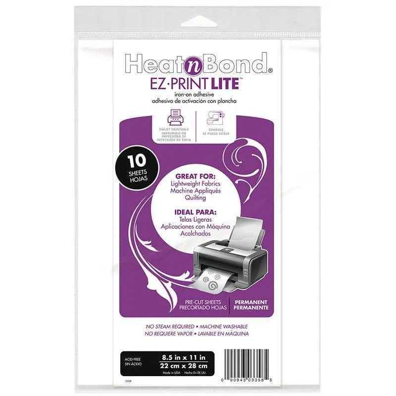 HeatnBond Lite Thermocollant EZ-Print 10 feuilles 21x28 cm
