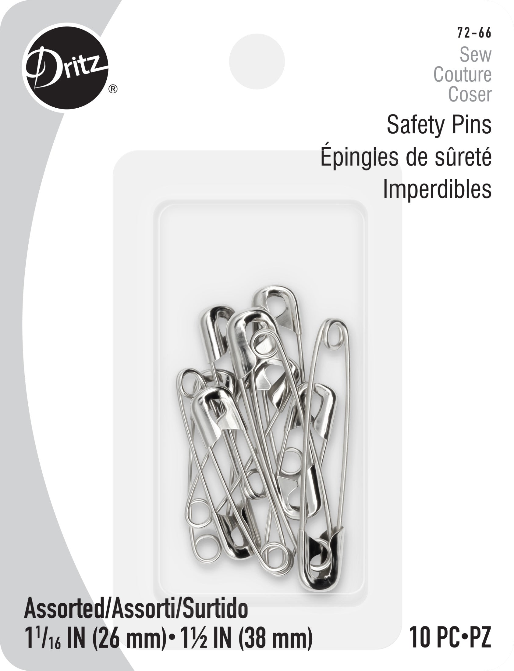 Dritz Pins & Accessories épingles de sûreté nickel assorties 10 pc