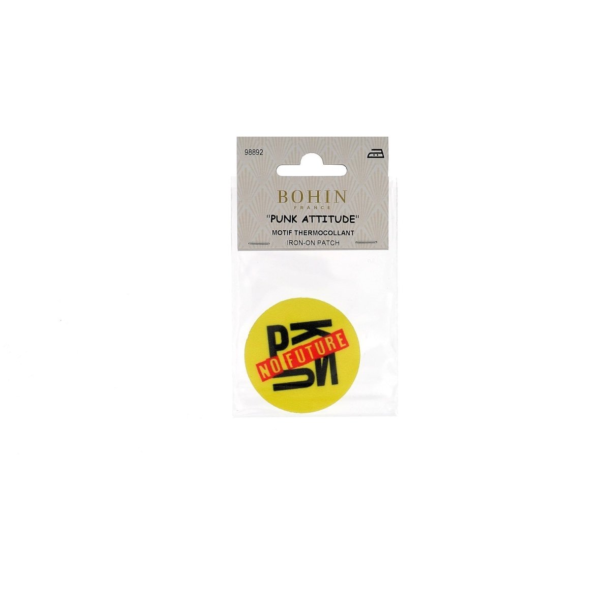 Bohin Patch thermocollant Punk rayures roses 5 cm