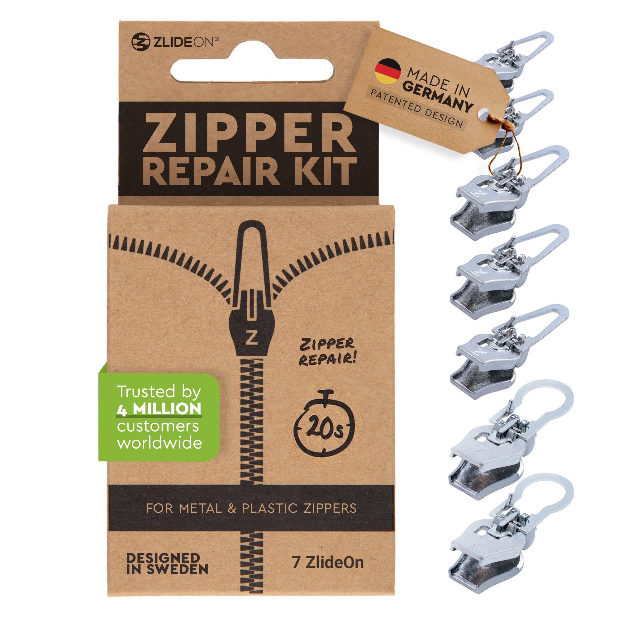 ZlideOn Multipacks lot curseurs réparation fermeture 3 pcs