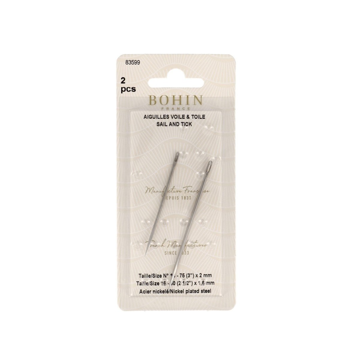 Bohin Aiguilles voiles N°14 aiguille voile triangulaire x10