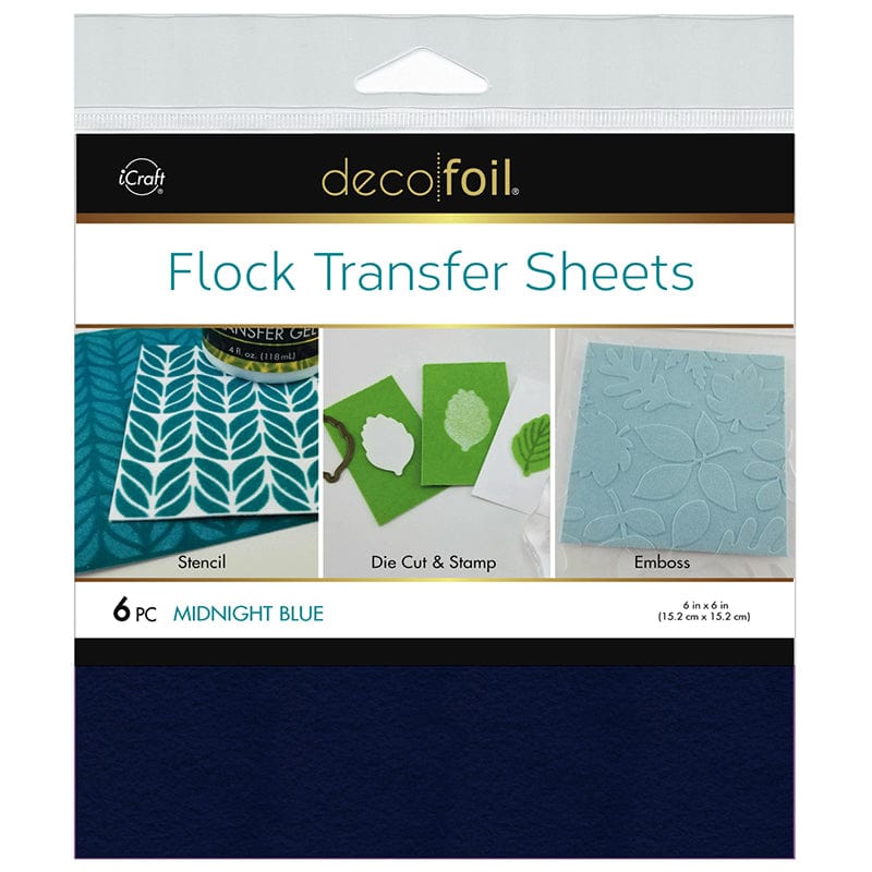 Deco Foil Flock feuilles velours bleu nuit 15,2 cm x6