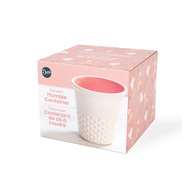 Dritz pot dé à coudre céramique corail rangement