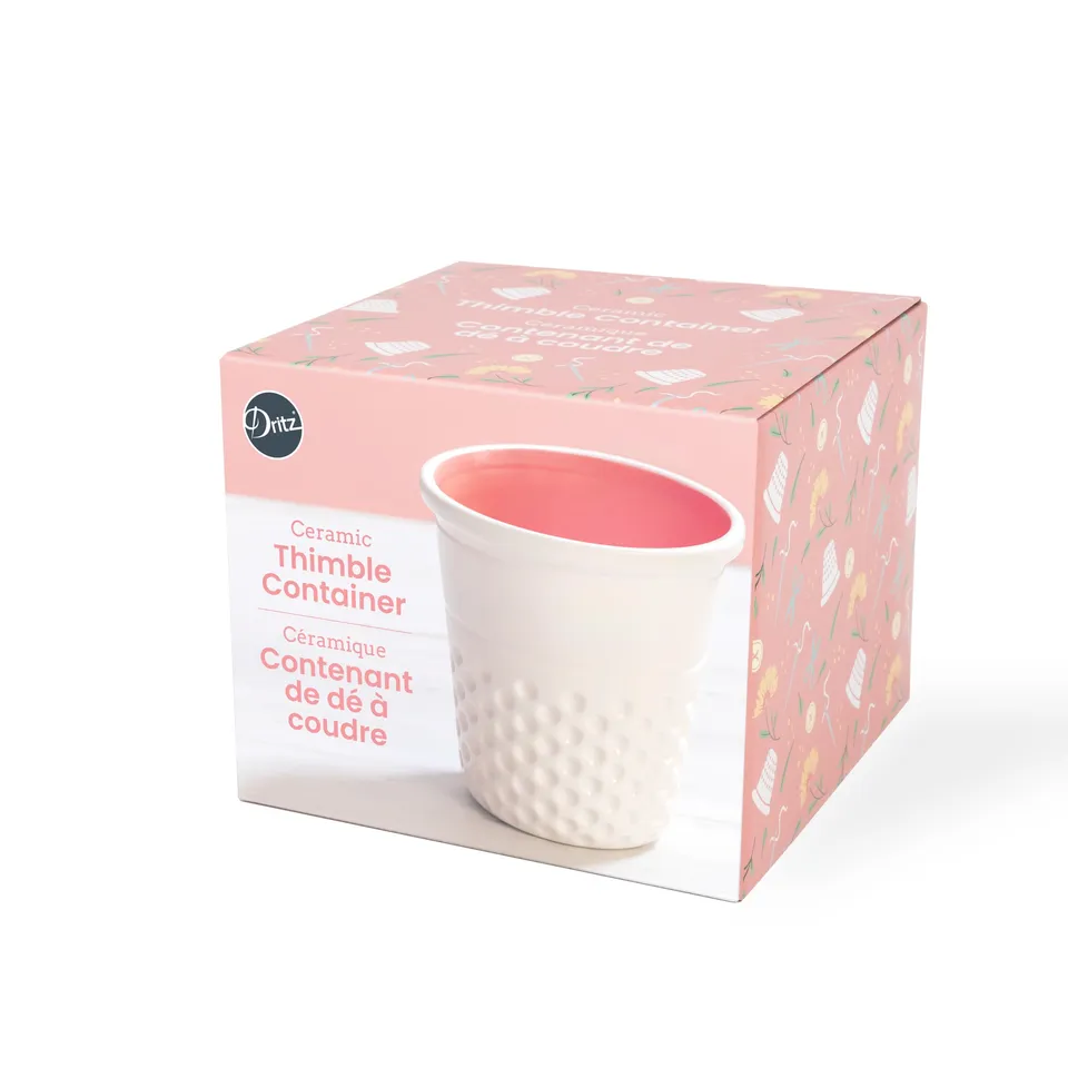Dritz pot dé à coudre céramique corail rangement