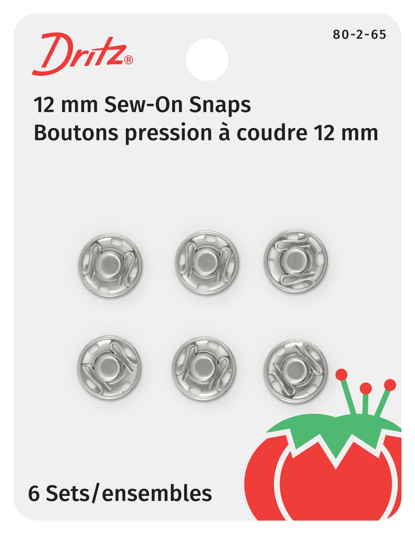 Dritz Fasteners Closures bouton pression à coudre nickel x6 métal
