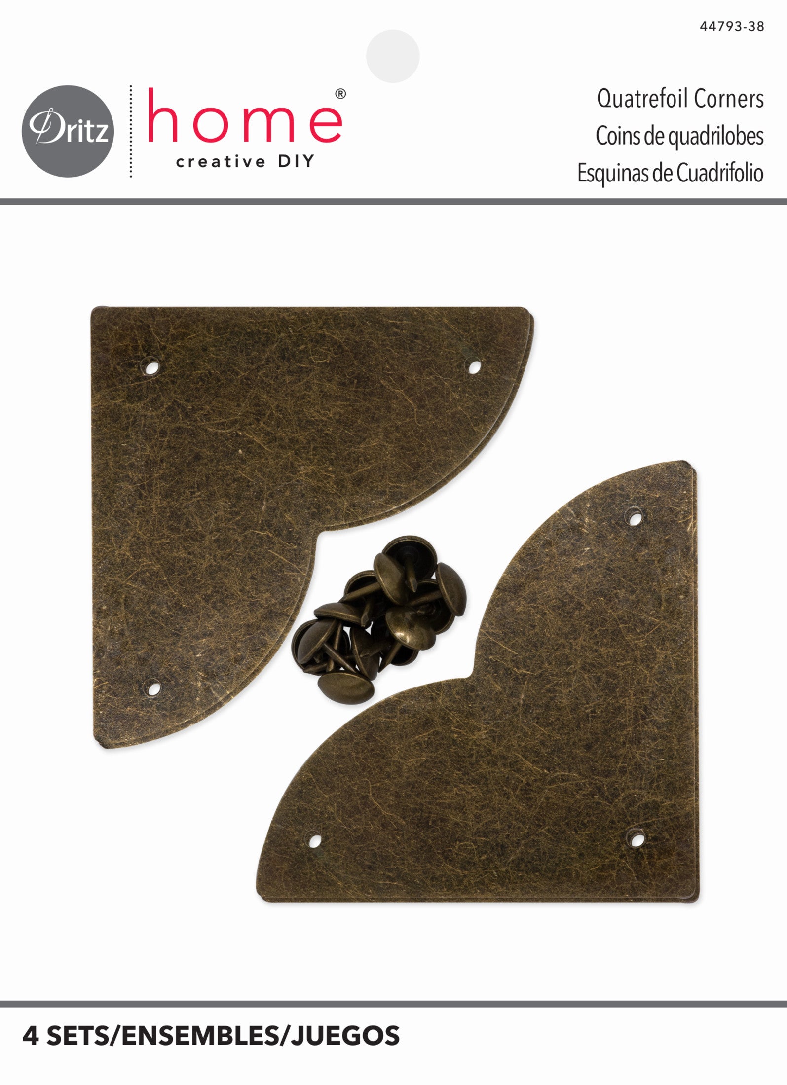 Dritz Home Coins Quatrefoil Lisses Grand 4 Pièces Métal